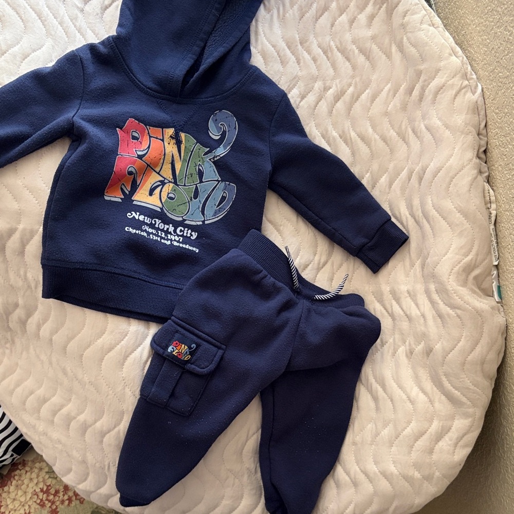Pink Floyd Kids Navy Blue Rainbow Logo Hoodie & Jogger Set